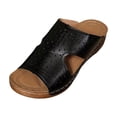thumbnail image 2 of Wide Width Wedge Sandals for Women Orthopedic Peep Toe Hollow Slip On Slides Ladies Low Heel Comfy Cushioned Footbed Arch Support Slides Recovery Mules Casual Shoes for Outdoor Indoor Daily Wear, 2 of 6