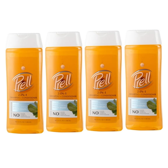 Prell Witch Hazel Color Safe Refreshes & Hydrates 2-in-1 Shampoo   Conditioner for Dry, Damaged Hair, 13.5 fl.oz - 4 Pack