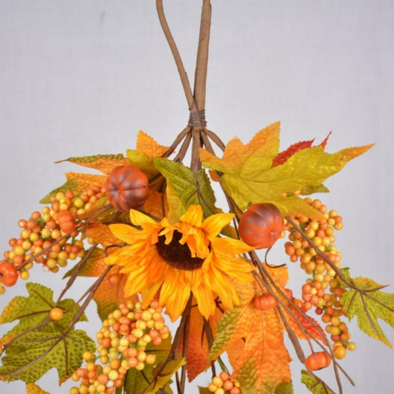 Artificial Fall Floral Picks For Diy Home Decor, Orange Foam Flower Picks  With Sunflower, Pine Cone, Pumpkin, Berry And Maple Leaf For Thanksgiving