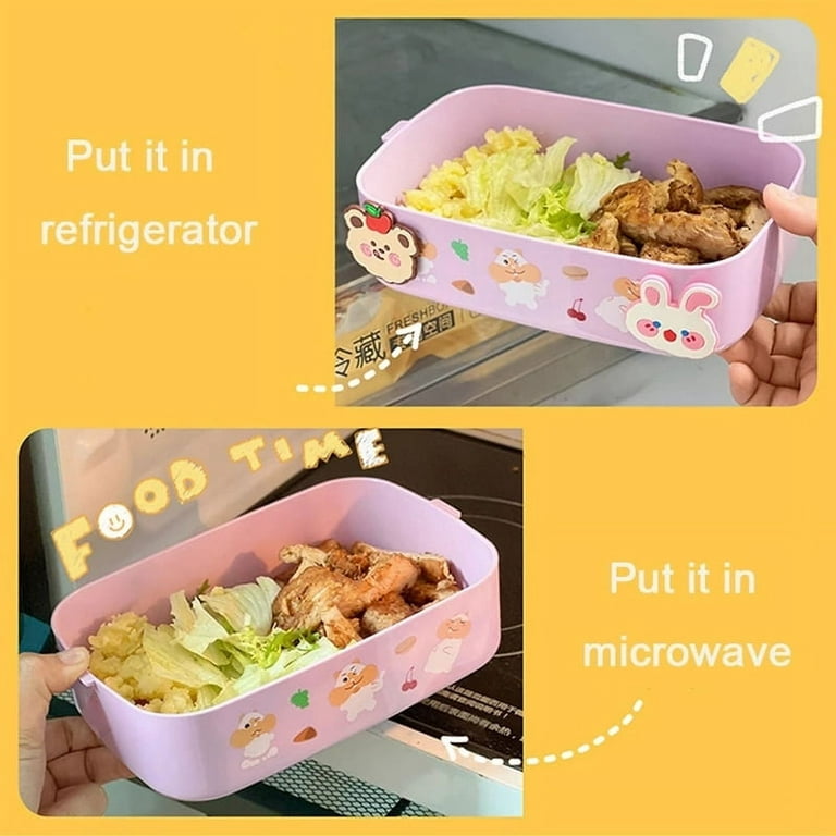 Kawaii Lunch Box For Girls Women Cute Plastic Picnic Bento Box Microwavable  Portable Food Container For Adults Work Kids School