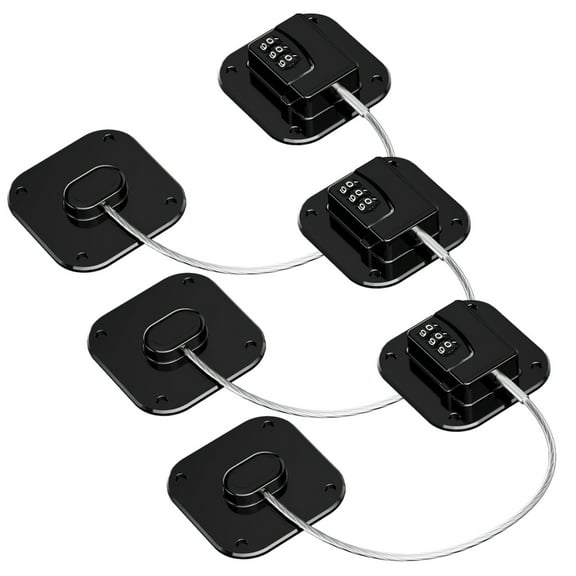 3 Pack Refrigerator Lock with Keypad, Adjustable Steel Cable Digital Lock for Fridge, Safe, Cabinet, Easy Install, Includes Adhesive Strips, Black