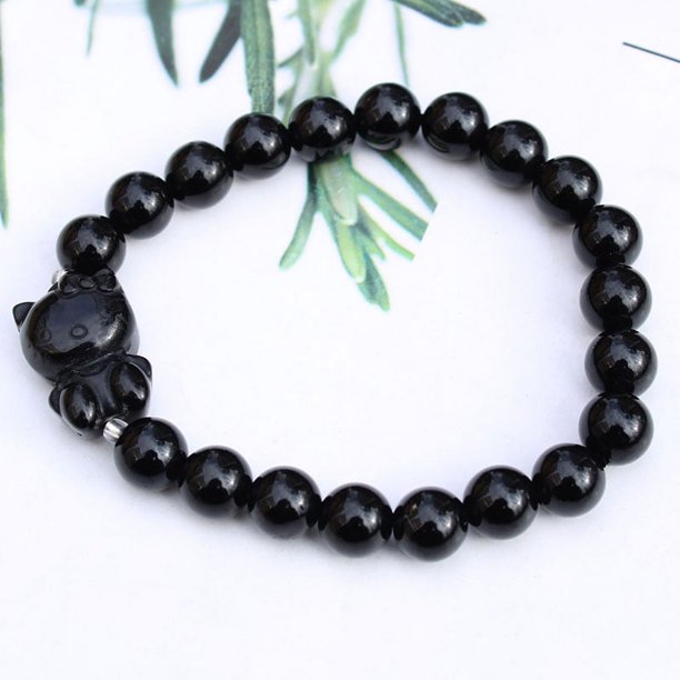 Venta al por mayor a granel pulsera de gatito de cristal de piedras preciosas naturales múltiples pulseras de cristal de Hello Kitty de piedra curativa espiritual