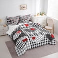 thumbnail image 3 of Homewish Plaid Heart Print 7-Piece Twin Bedding Sets,Happy Velantine'S Day Bedding Comforter Set,Modern Geometric Checkered Sheet Sets For Girls Kids,Microfiber Bedroom Decor, 3 of 8
