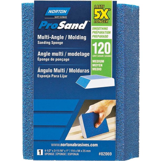 Norton 82069 MultiAngle Sanding Sponge, 41/2 in L x 311/16 in W, 1