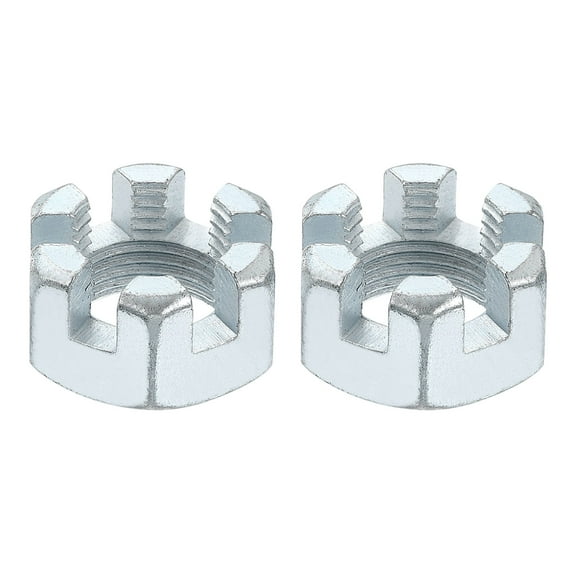3/4-16 UNF Hexagon Slotted Nut, Grade 6.8 Carbon Steel Hex Nuts, Silver, 2Pack