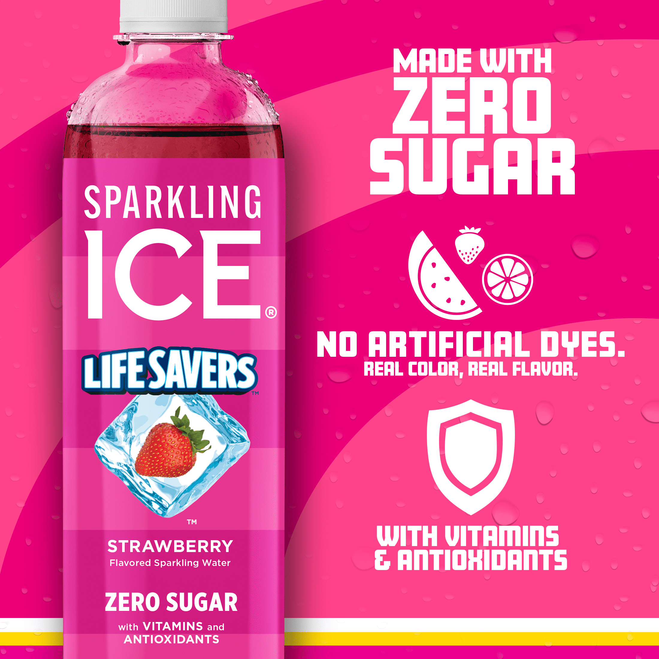 Sparkling Ice® Life Savers Strawberry 17oz bottle *Zero Sugar, Naturally Sourced Colors & Flavors*