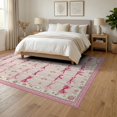 thumbnail image 3 of ODIKA Pink Coquette Round Boho Ribbon Stripe Vintage Florals Seamless for Queen Size Bedroom, Under Bed, Master , Foldable Easy Care, 3 of 7