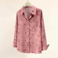 thumbnail image 4 of Giftesty Button up Shirts for Women Long Sleeve Dress Shirt with Pocket and Heart Print Casual Loose Blouses Tops, 4 of 7
