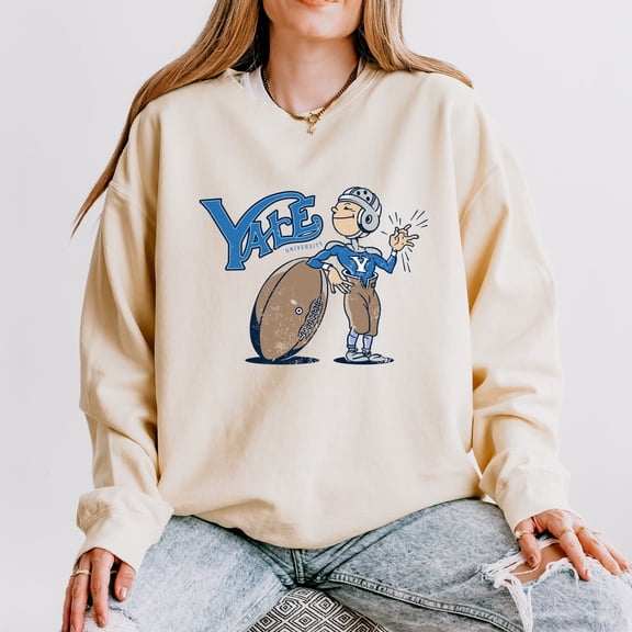 Yale University Football Character - Women's Lightweight Garment Dyed Sweatshirt