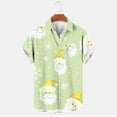 thumbnail image 3 of Mens Manga Corta Botón Abajo Camisas, Navidad Impreso Turndown Cuello Blusa, Top de Moda Casual, 3 of 3