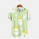 thumbnail image 3 of Mens Manga Corta Botón Abajo Camisas, Navidad Impreso Turndown Cuello Blusa, Top de Moda Casual, 3 of 3