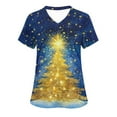 thumbnail image 4 of Christmas Scrubs for Women, Aofany Xmas Tree Print Scrubs Tops Workwear Short Sleeve V Neck Nurse Shirt Working Uniforms Medical Scrubs with Pockets, 4 of 5