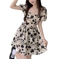 thumbnail image 5 of Womens Design Bow Backless skirt Fashion Floral Short sleeves Dress, 5 of 9