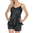 thumbnail image 2 of White Mark Women's Satin Cami & Shorts Pajama Set, 2 of 4