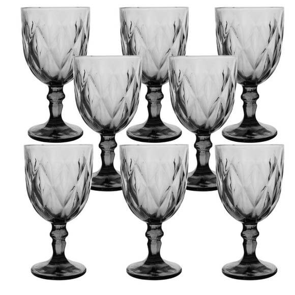 Juego 8 Copas de Vidrio Cristal para Champaña Vino Agua Color Humo