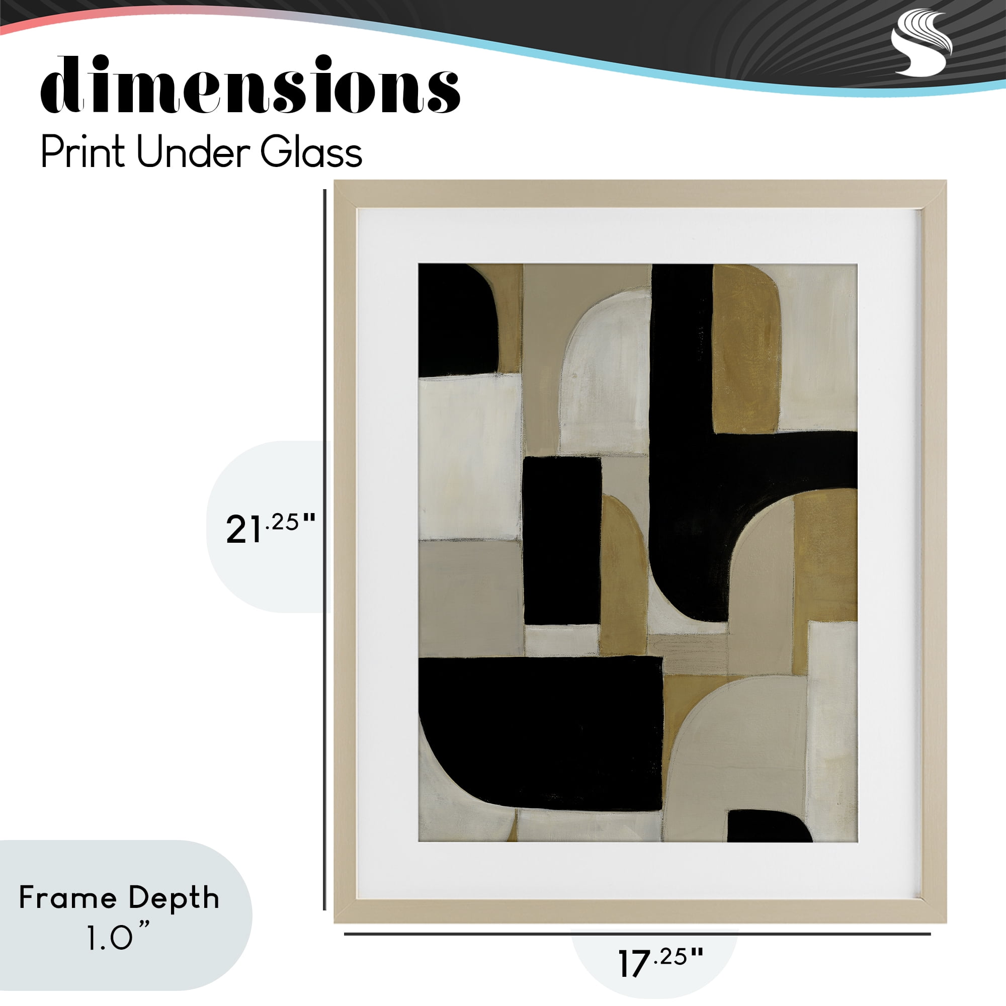 Stupell Industries Black & Neutral Shapes Birch Framed Print Under Glass, design by Kippi Leonard