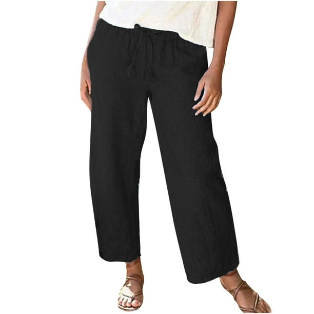 Lightweight Cotton Linen Long Pants Trousers for Women Cotton Linen