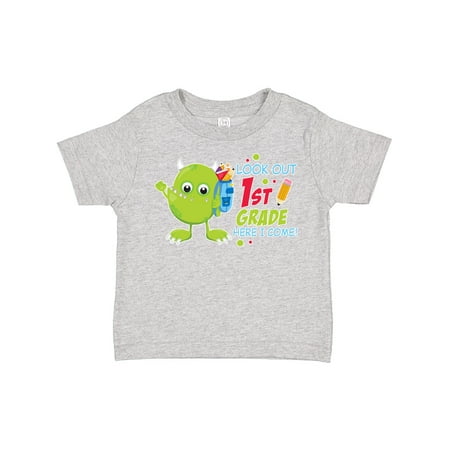 

Inktastic Look out 1st Grade Here I Come with Cute Green Monster Gift Toddler Boy or Toddler Girl T-Shirt