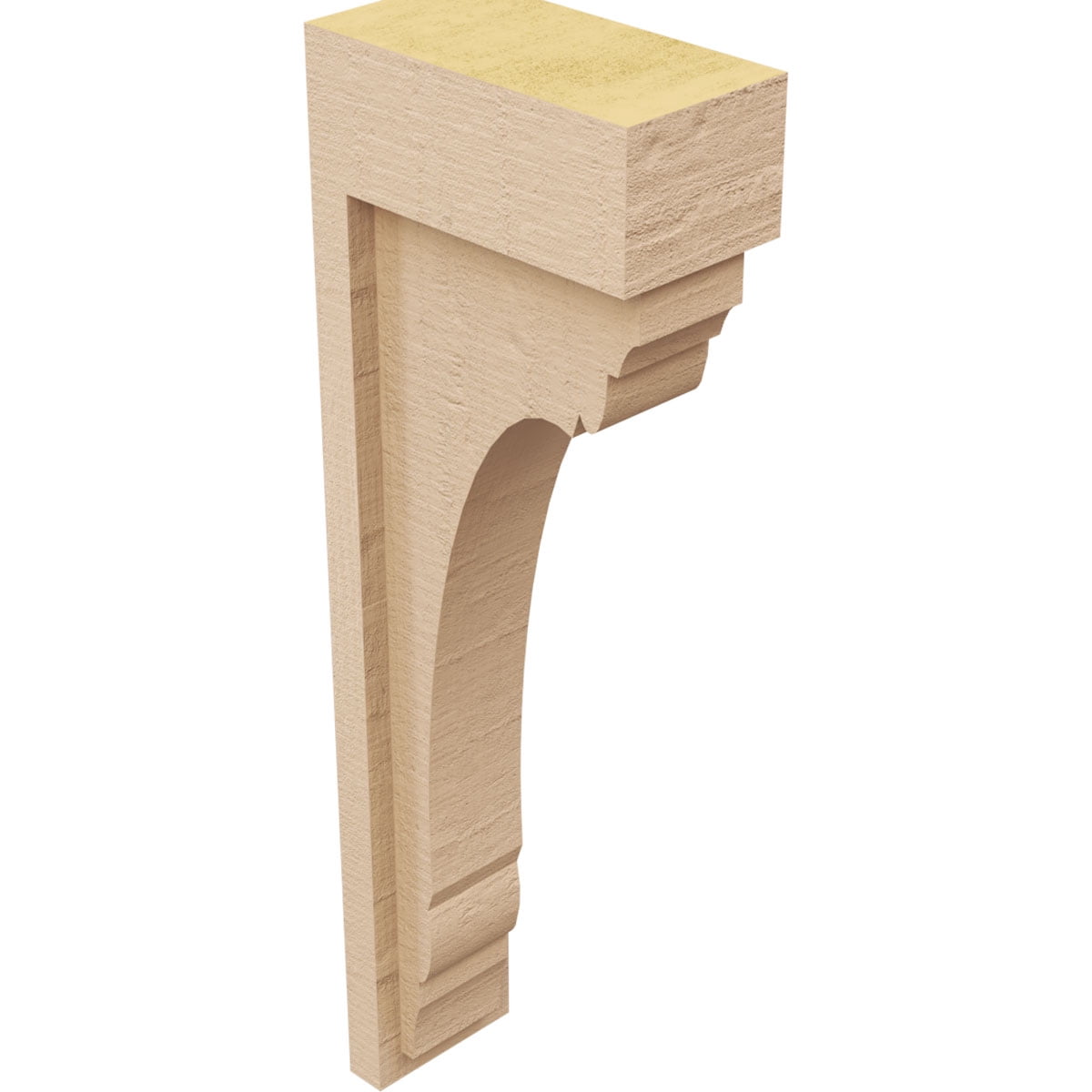 3"W x 6"D x 18"H Thin Warren Rough Cedar Woodgrain TimberThane Corbel, Primed Tan