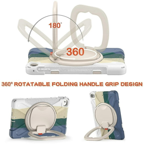 Color Matching Case For Ipad Mini 4/5 With Shoulder Strap, Big Adjustable Ring Stand, Pen Holder, Shock Protection Cover