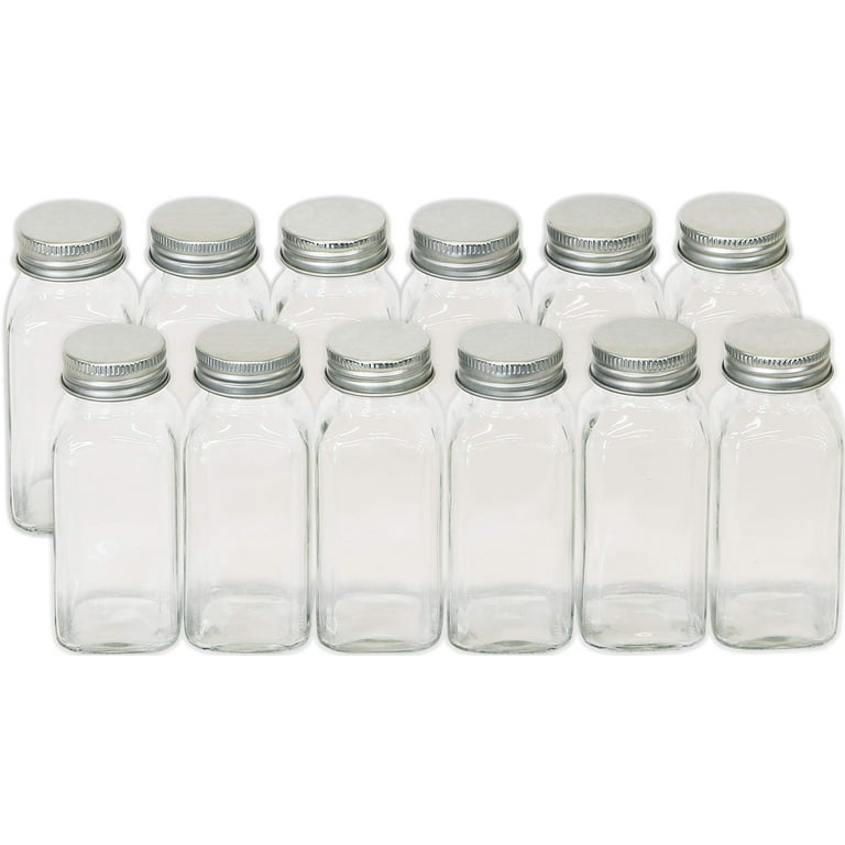 U-Pack 12 pieces of French Square Glass Spice Bottles 6 oz Spice