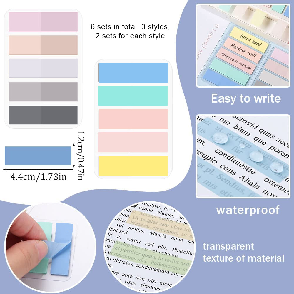 WeGuard Transparent Sticky Notes, 500Pcs Clear Sticky Notes Tabs Set, for  Annotation Books, Page Markers, Index, Bible Accessories, Aesthetic School  Study Supplies 