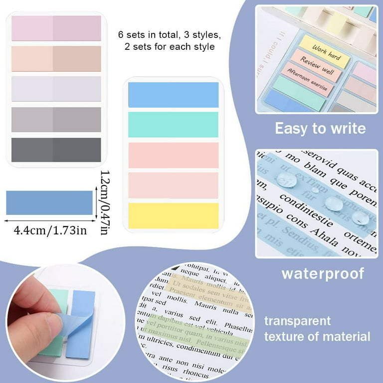 Sticky Tabs, Sticky Notes Flags Pastel Book Tabs Writable