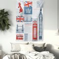 thumbnail image 3 of Phone Booth Tapestry, London United Kingdom Themed Landmarks and Flags, Wall Hanging for Bedroom Living Room Dorm Decor, 60W X 80L Inches, Slate Brown Vermilion and Pale Blue Grey, by Ambesonne, 3 of 5