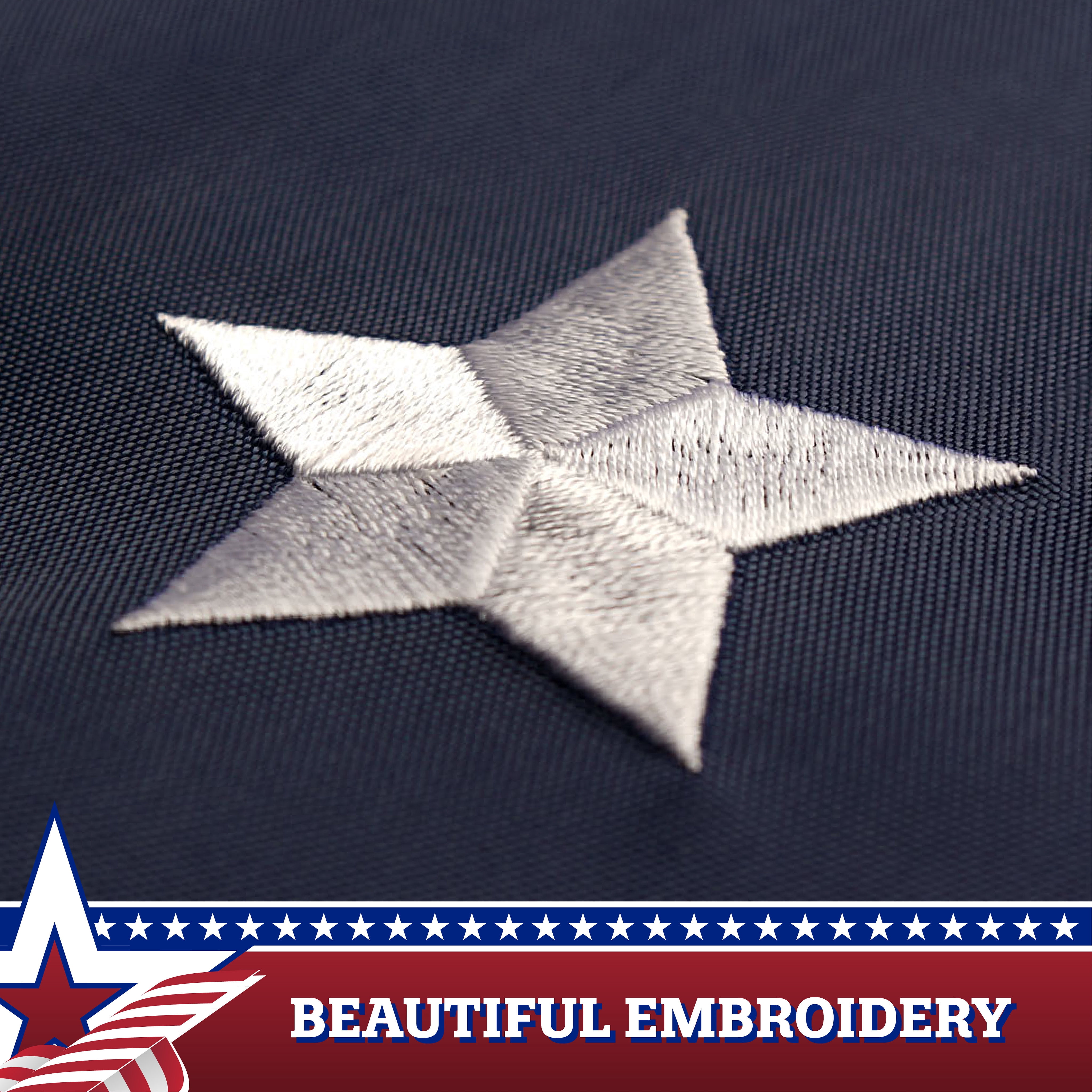 G128 - 2 Pack: USA Pleated Fan Flag 2x4FT Star Center Embroidered Polyester Stars and Stripes