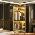thumbnail image 6 of Hanyu Corner Closet System with Shelves, 34’’ Closet Organizer System with Hanging Rods, Wood Walk-in Closets for Corner Small Space,Freestanding Corner Tower, L Shaped Garment Rack, Black, 6 of 14