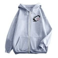 thumbnail image 3 of Women's Fashionable Rugby Printed Zipper Long Sleeved Pocket Drawstring Casual Sports Hoodie (11), 3 of 5