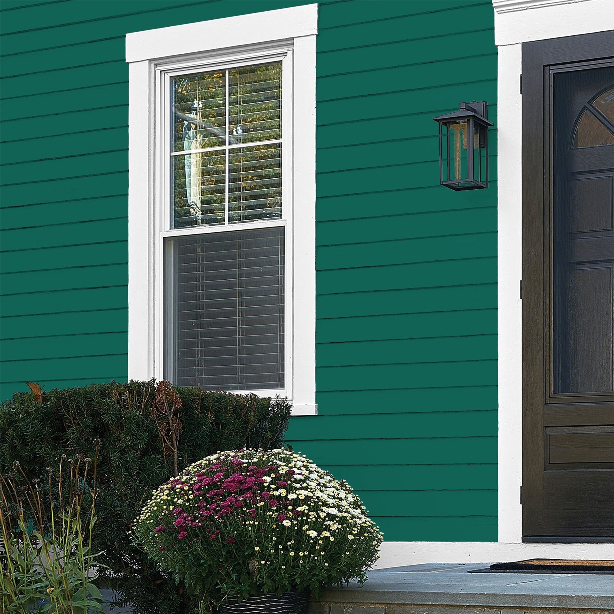 Glidden Fundamentals Deep Veridian Flat Exterior Paint and Primer, 1 Gallon
