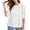 White, variant on Women Button Ruffle Puff Sleeve Curved Hem Flowy Round Neck 3/4 Sleeve Solid Casual Boho Vacation Beach Loose Blouse Tops, Pink XXL