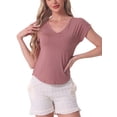 thumbnail image 1 of Camiseta de dormir de mujer INSPIRE CHIC con cuello en V, parte superior de pijama para ropa de noche y loungewear, color rosa M, 1 of 6