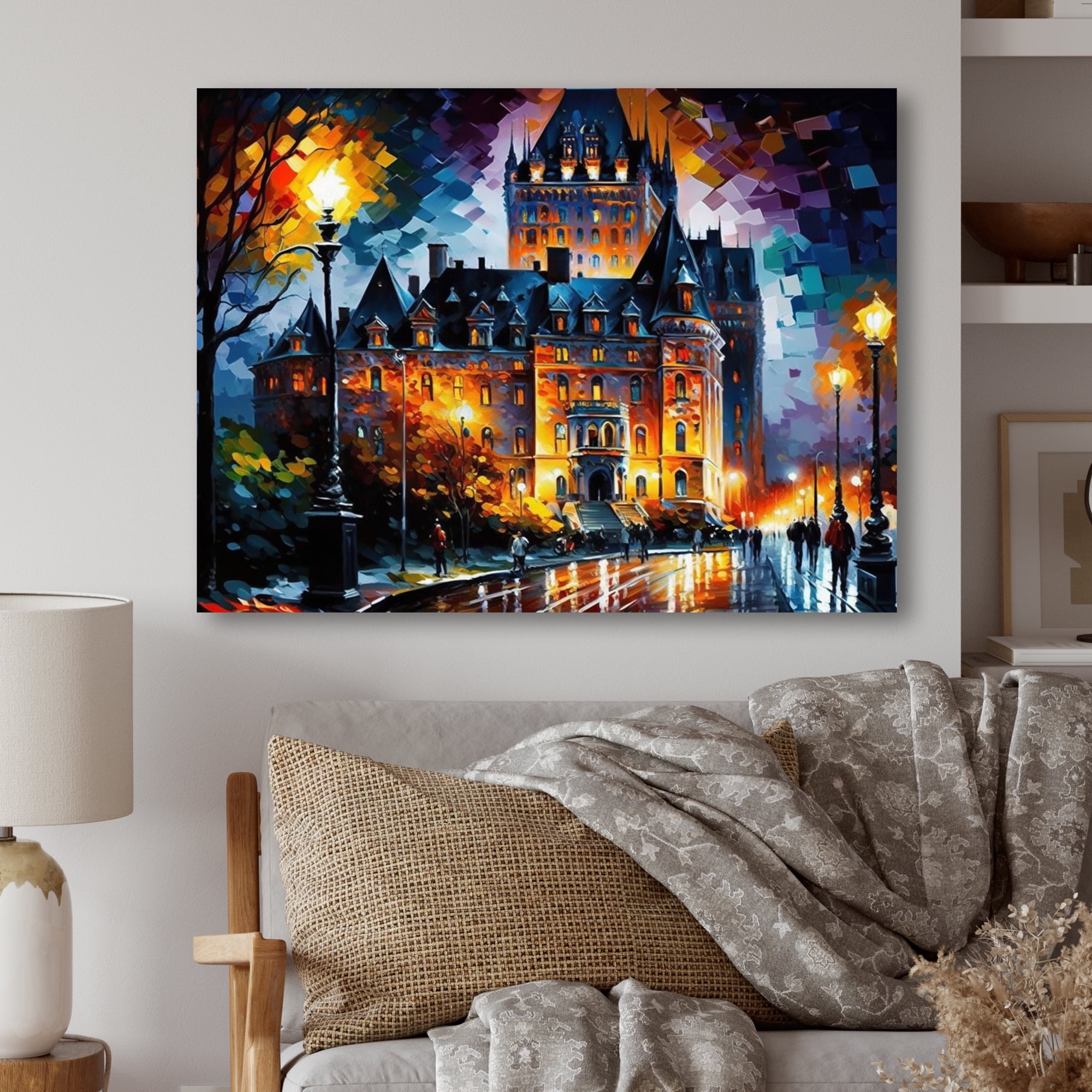 Designart Colorful Night Chateau Frontenac Canvas Wall Art