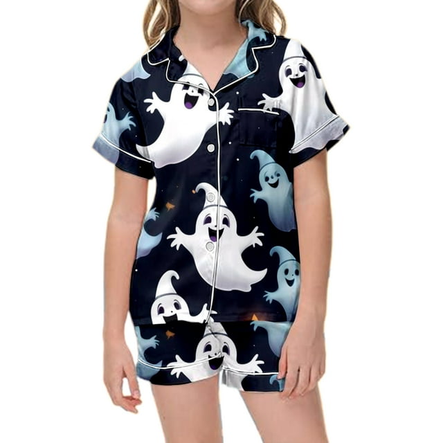 TBWNWG Ensemble de Tenues pour Filles, Pyjama à Manches Courtes Imprimé Floral pour Enfants, Taille 2-3 Ans