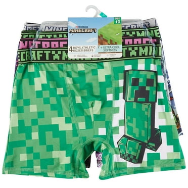 Minecraft Boys Underwear, 4 Pack Athletic Boxer Briefs Sizes 6-12 