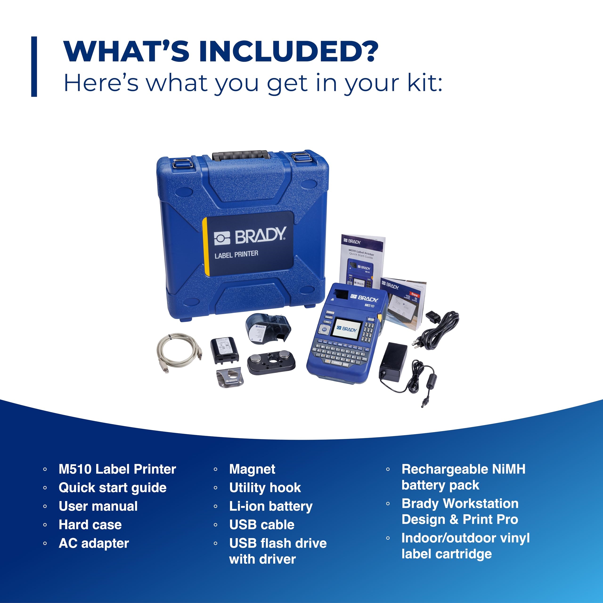 Brady M510 Portable Industrial Label Printer Kit with Carrying Case M510-KIT