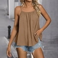 thumbnail image 2 of Bovemsi Women's Summer Tank - Sleeveless Spaghetti Strap, Sexy Neck Loose Pleated Flowy Curved Blouse, Under Clothes Camisole, 2 of 5