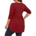 thumbnail image 5 of WellSize Plus Size Blouses for Women V Neck Curved Hems Tunic Tops Casual Long Sleeve Botton Fall Shirts, 5 of 9