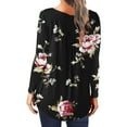 thumbnail image 4 of Henley Tunic Tops for Women Hide Belly Tunic Floral Print Blouse Front Pleated Shirts Long Sleeve Christmas Shirts Tops, 4 of 6