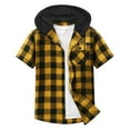 thumbnail image 2 of Titcea Mens Plaid Button Down Shirt, Short Sleeve Flannel Snap Button Drawstring Hoodie Shirts, Lightweight Soft Summer Vacation Shirts, 2 of 7