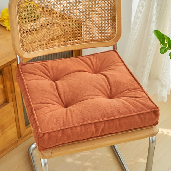 suxuMhao Square Thick Seat Cushion 1 Pack 18x18x4 Inches Orange Linen-Cotton Seat Cushion for Office Chair Computer Chair Desk Chair Soft Cushion for Long Sitting Support