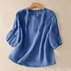 thumbnail image 2 of Blazers para mujer,Camiseta de manga corta con cuello redondo para mujer, informal, de mezcla de algodón y lino, corte holgado para verano, sopatenor, 2 of 7