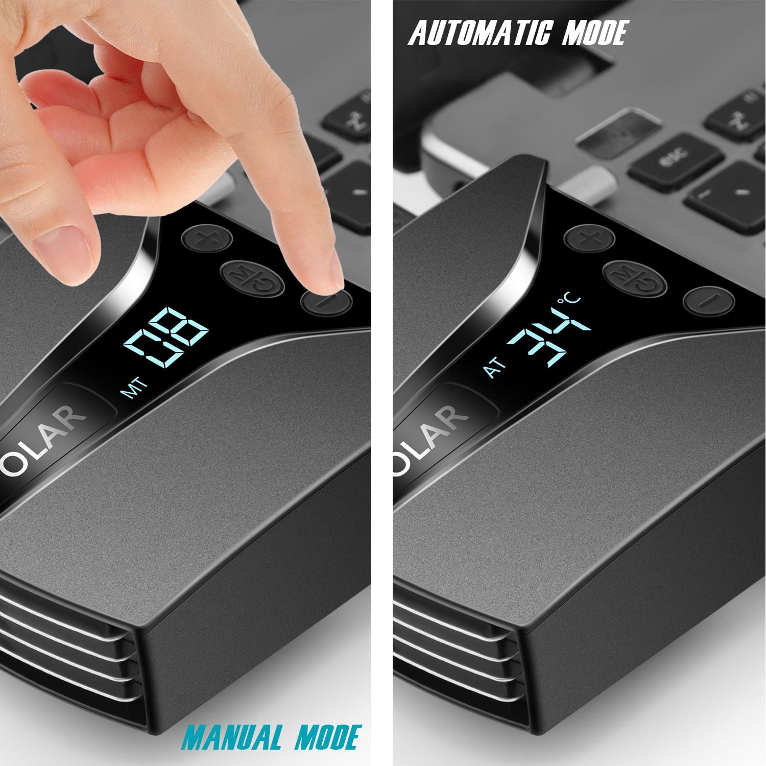 Laptop Fan Cooler with Temperature Display; Rapid Cooling; Auto-Temp Detection; 13 Wind Speed(2600-5000RPM); Perfect for Gaming Laptop