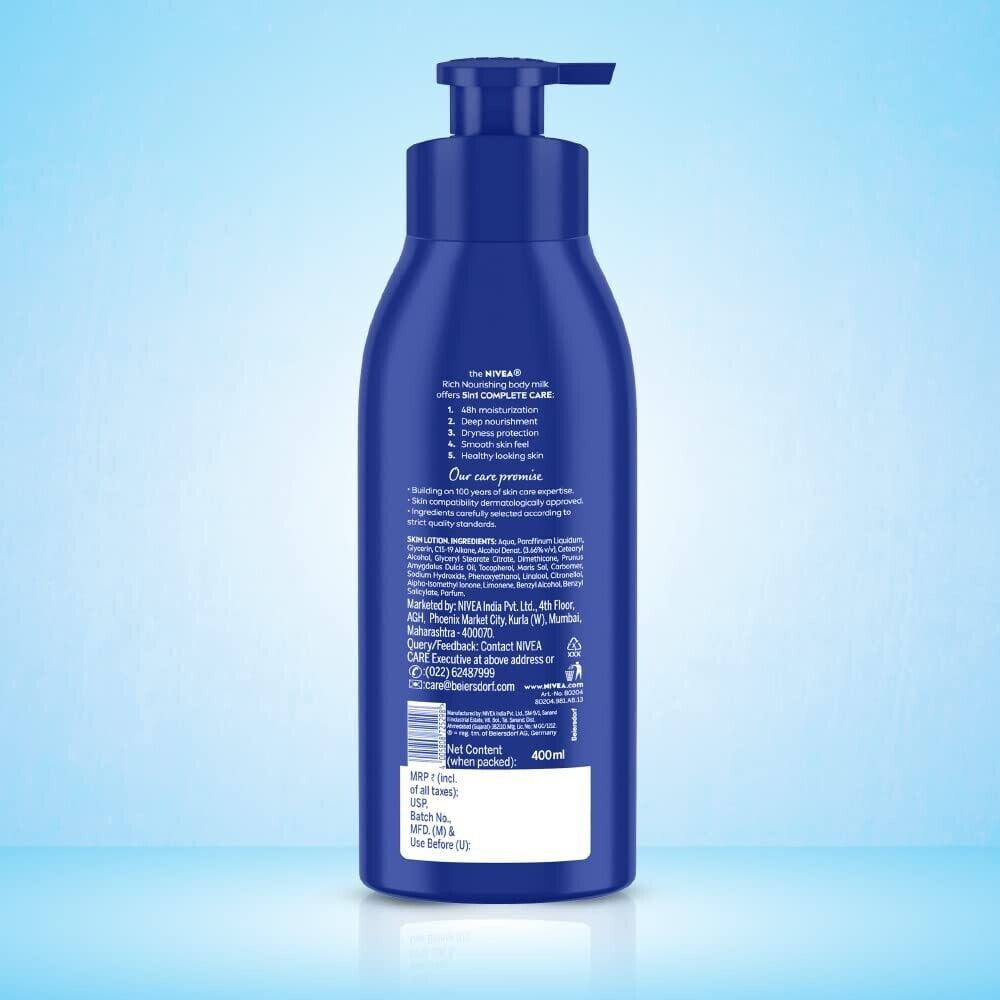 Nivea Nourishing Lotion Body Milk Richly Caring For Very Dry Skin, 400ml 2 Pack
