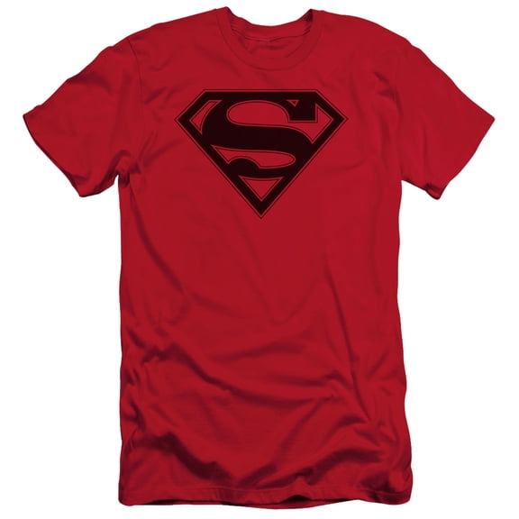 Superman Red & Black Shield Adult 30/1 T-Shirt Red