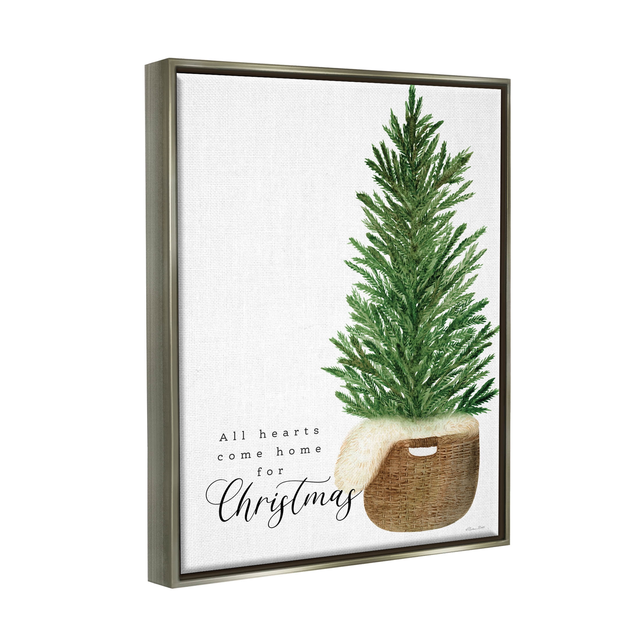 All Hearts Home For Christmas Phrase Holiday Graphic Art Luster Gray Framed Art Print Wall Art