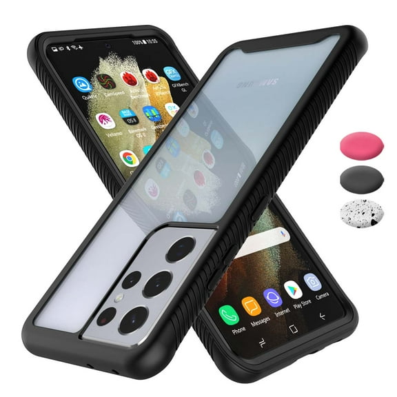 Galaxy S21 Plus Case, Takfox Samsung Galaxy S21  Phone Case Shock Absorbing, Rugged Shockproof Crystal Clear Hard Case Body Protective Sturdy Cover TPU Shell Bumper Case for Galaxy S21 Plus, Black