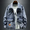 thumbnail image 3 of Chaqueta vaquera de otoño para hombre, color gris, con botones, de tela japonesa, original, de bajo coste, para exteriores, a la moda, 3 of 5
